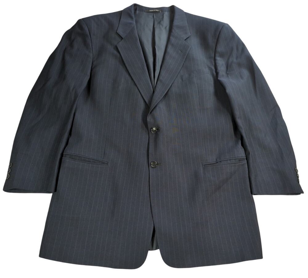 VTG Armani Collezioni 48L Navy Wool Sport Coat Blazer Made Italy Larrimors
